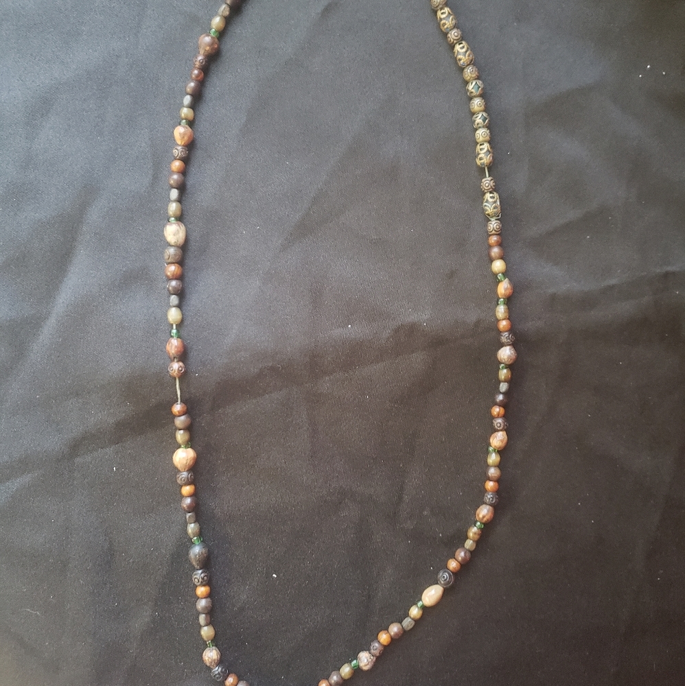 African Trade Beaded Long Necklace